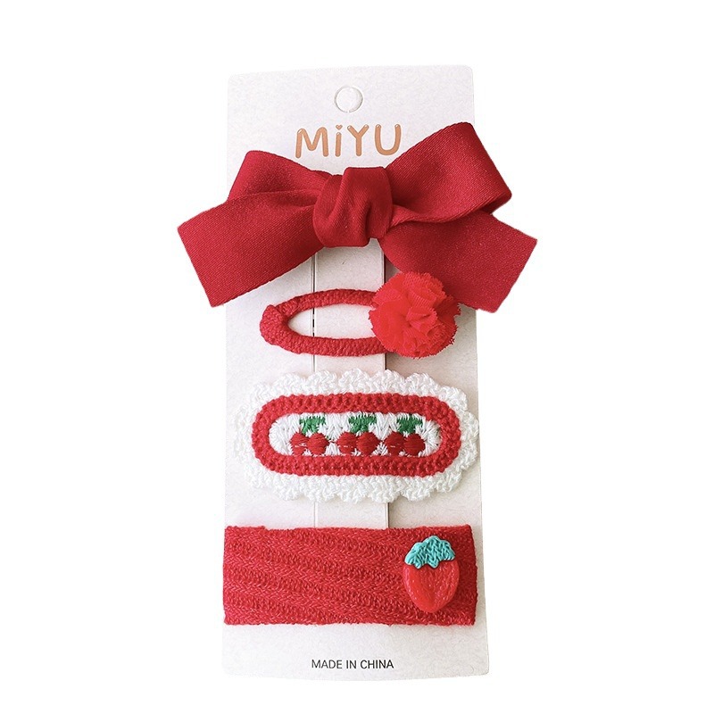 2/4 pçs grampos de cabelo vermelhos para meninas tecido arco franja clipes natal acessórios para o cabelo do bebê malha doce coreano grampo de cabelo crianças presentes