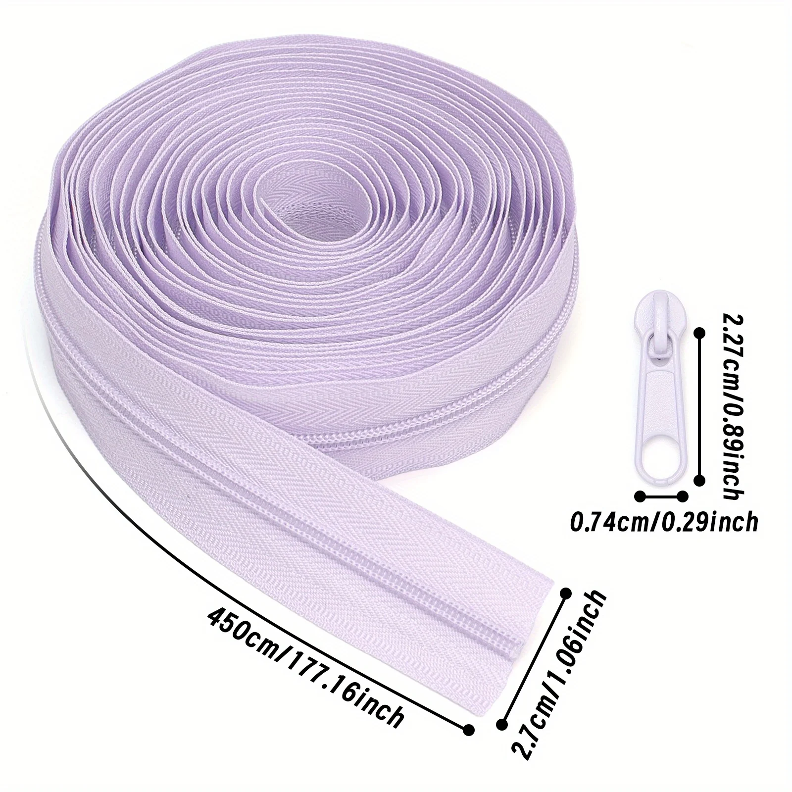 Ein Satz = 4,5 Meter Reißverschluss + 10 Reißverschlussköpfe, Nr. 3-Nylon-Reißverschluss, Schieber gleicher Farbe wie Reißverschluss, Reißverschluss für Kleidung