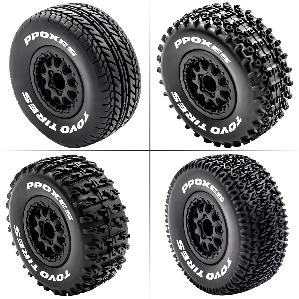 4Pcs 112Mm 1/10สั้นรถบรรทุกยางยางล้อ12Mm Hex สำหรับ Slash Arrma และปลั๊ก HuanQi 727 Vkar 10sc Hpi Mobil Rc