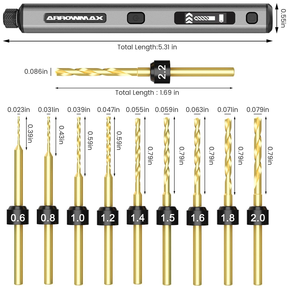 ARROWMAX Мини-электрическая дрель, вращающийся инструмент, перезаряжаемая аккумуляторная дрель для поделок, дерево, пластик, алюминиевая монета, домашняя DIY SDS Ultra
