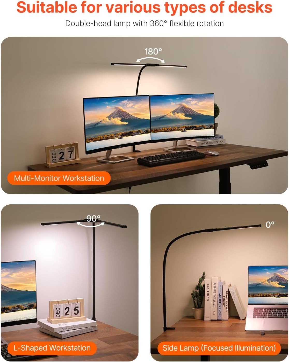 Cabeça dupla led clipe lâmpada de mesa arquiteto lâmpada de mesa para iluminação de escritório em casa 3 modo de cor e 10 lâmpadas de mesa reguláveis para proteção dos olhos