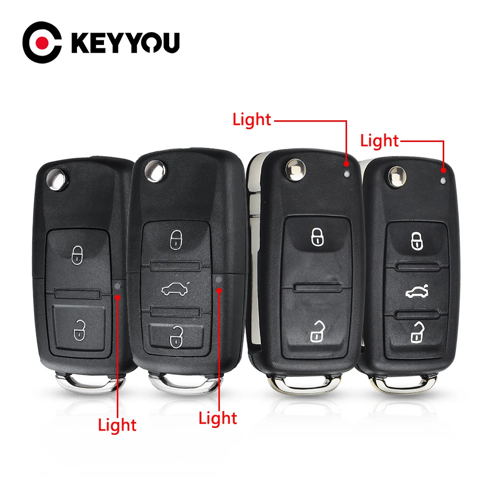 Keyyou 1 peça para volkswagen vw polo passat b5 tiguan assento de golfe skoda auto 2/3 botões dobrável chave remota do carro flip chave shell