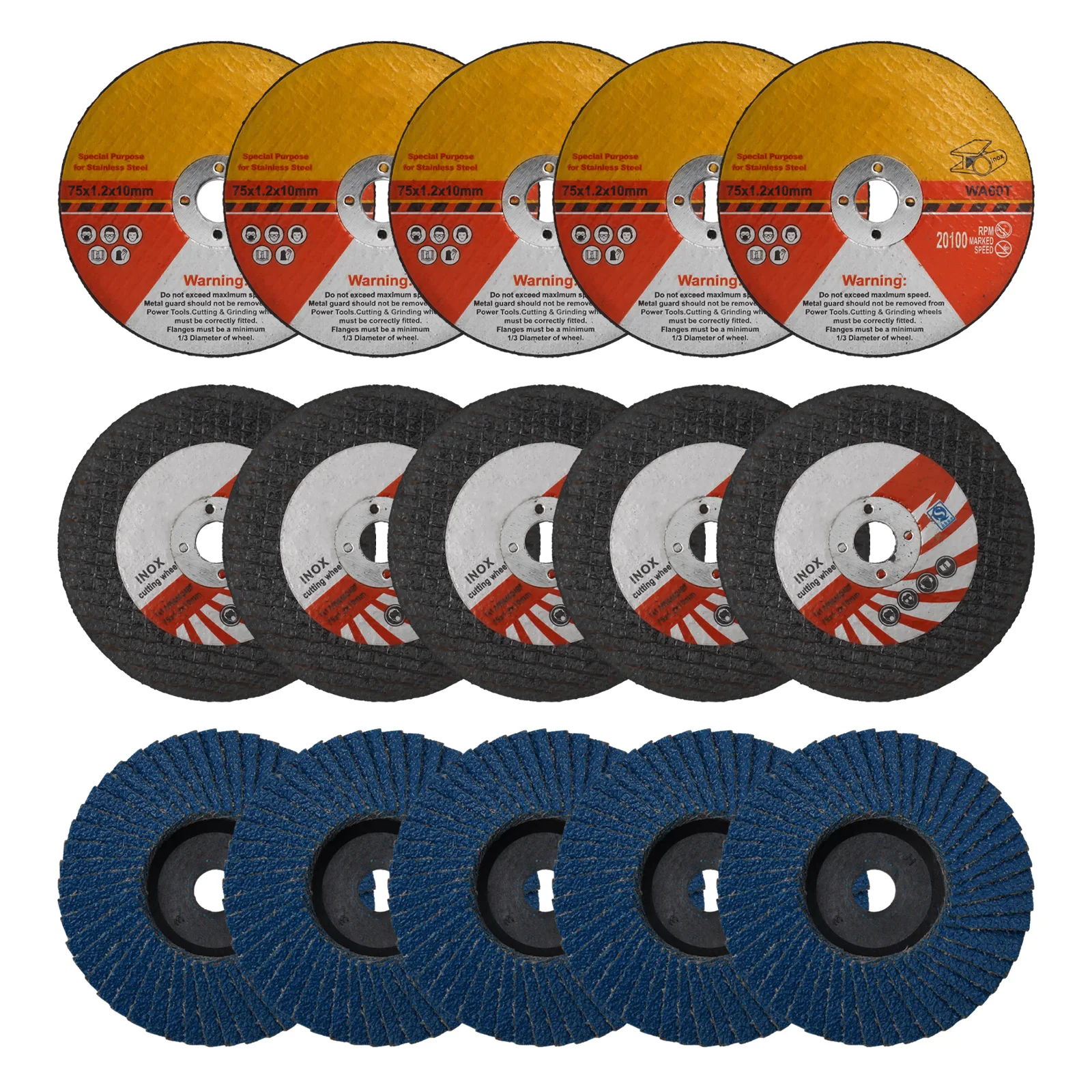 15pc 75mm Circular Resin Saw Blade Grinding Wheel Cutting Disc For Angle Grinder Double Mesh Resin Cutting Blade Sanding Wheel