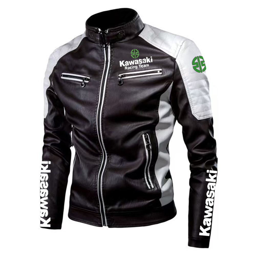 Новая мотоциклетная кожаная куртка Kawasaki - Мотоциклетное пальто - Куртка водителя - Мужская бейсбольная рубашка для верховой езды - Спортивная куртка-пальто