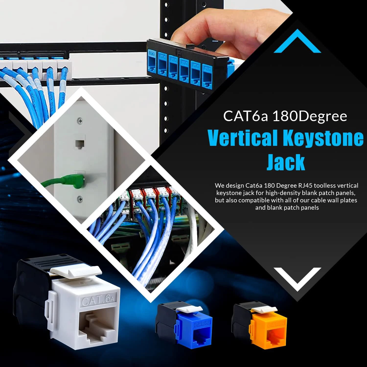 ZoeRax 1 Uds Cat8 Cat7 Cat6a RJ45 conector Keystone |   Conector hembra de terminación sin herramientas UTP de 180 grados |   Adaptador Ethernet de red