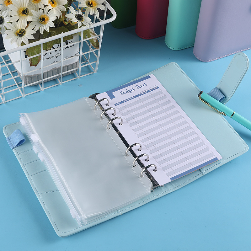 PU Budget Binder Bargeld Umschlag Organizer A6 Notebook Planer 2Pcs Französisch Alphabet Aufkleber 8pcs Zipper Tasche Dropshipping