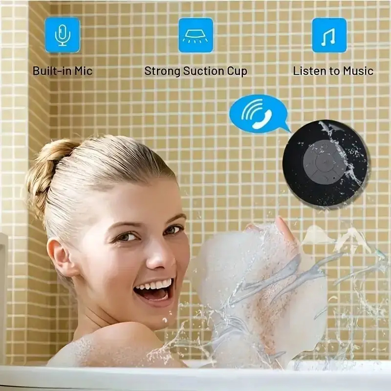 Draagbare Bluetooth draadloze waterdichte luidspreker met zuignap Kleine stereo voor auto-badkamer Mobiel muziekluisterapparaat