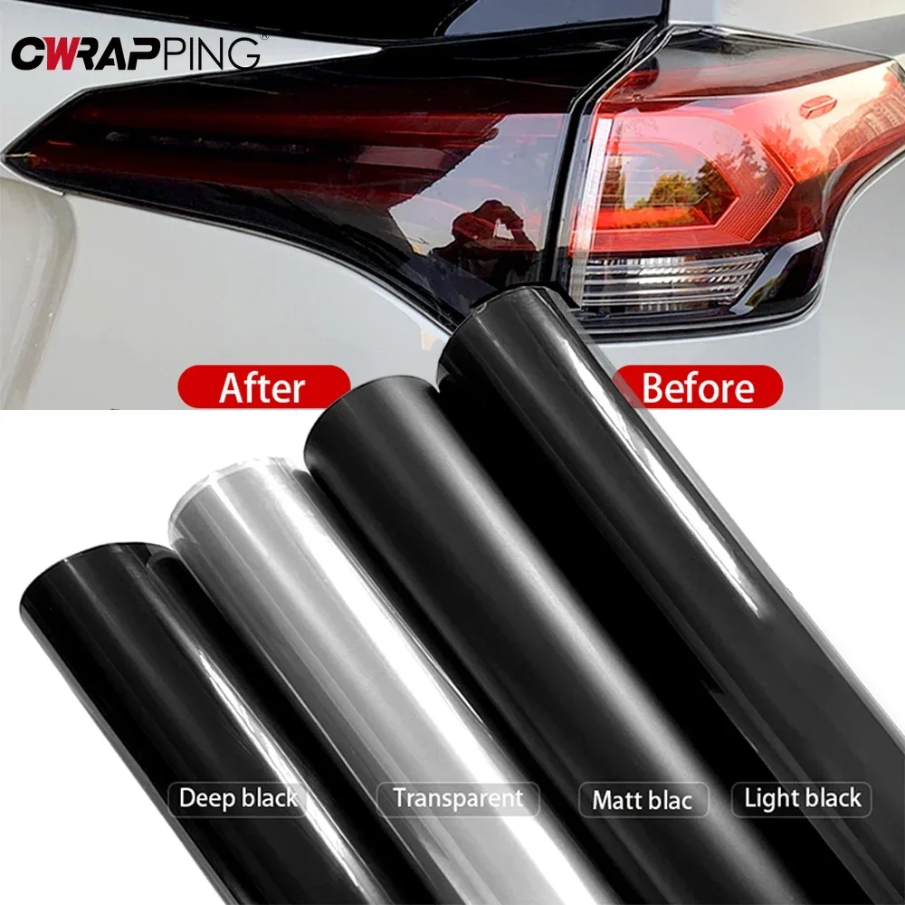 Películas de tinte para faros de coche, faros impermeables, película blindada, luz antiniebla, luz trasera, tinte negro ahumado, película de vinilo para accesorios de coche