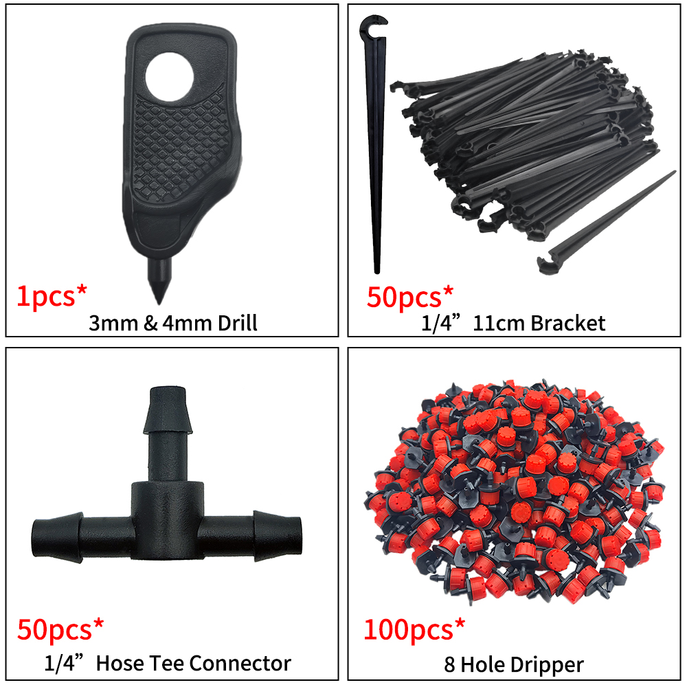 5–50 m DIY 4/7 mm PVC-Gartenbewässerung, Gartenschlauch, Mikrobewässerungsrohr, Tropfbewässerungssets mit verstellbaren Tropfern, Stanzwerkzeug