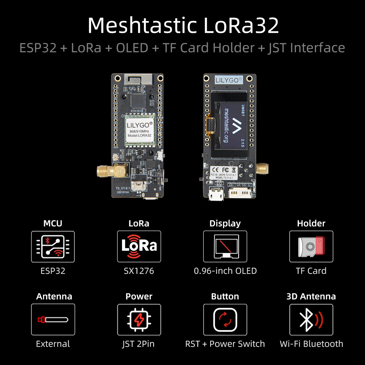 LILYGO ®   TTGO Meshtastic LoRa32 ESP32 LoRa Placa de desarrollo SX1276 SX1278 módulo 433/868/915MHz 0,96 pulgadas OLED LoRa de baja potencia