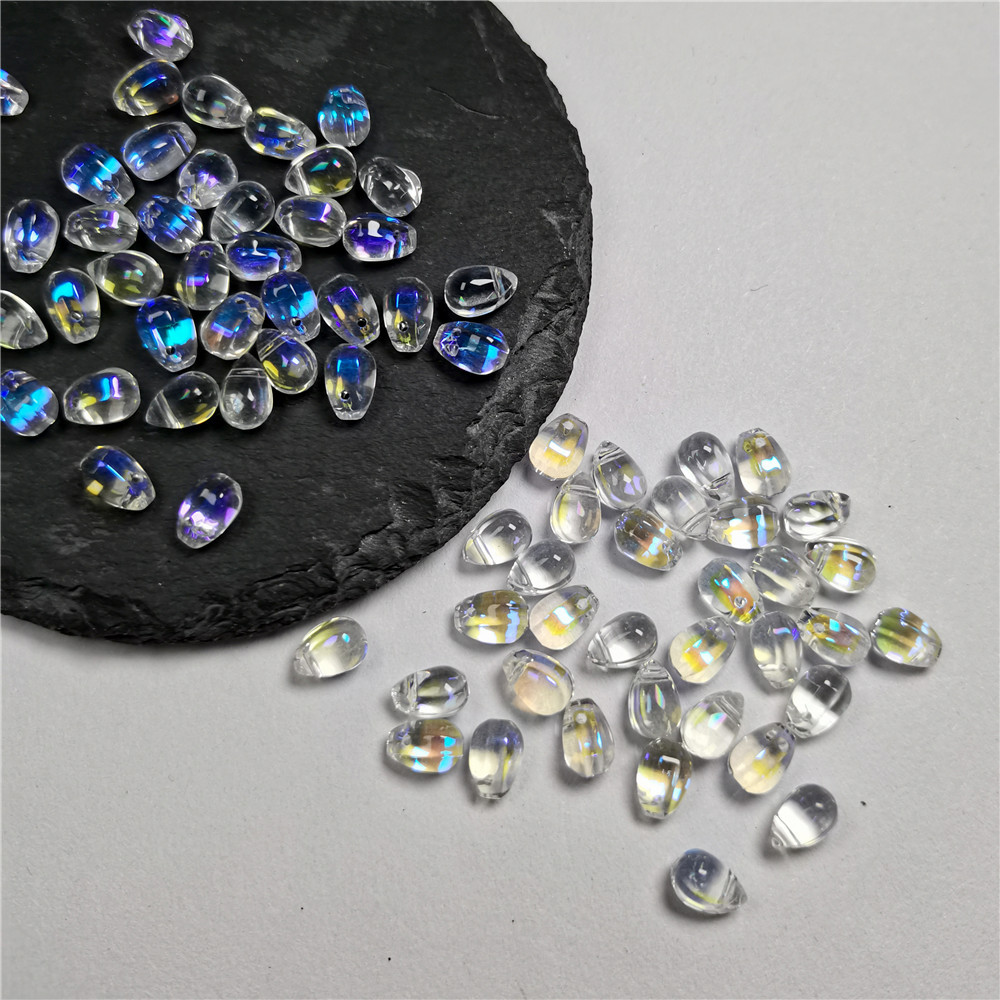 30Pcs Gradient Color 6x9mm  Water Drop Shape Beads Czech Glass Beads For Jewelry Making DIY Handmade Hairpin Craft Accessories