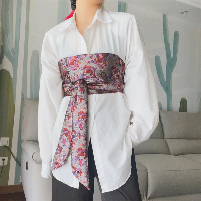 Kimono japonés Haori Yukata Obi, cinturón de literatura, brocado, tela Jacquard, pretina, decoración de camisa, fajas envueltas en el pecho