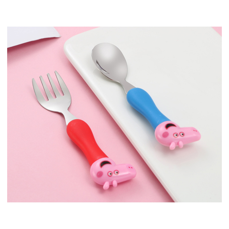 Peppa Pig Stoviglie Forchetta Cucchiaio Action Doll Toy George Pig Papà Mamma Cartoon Anime Modello Regali per feste per ragazzi Ragazze Giocattolo dei cartoni animati