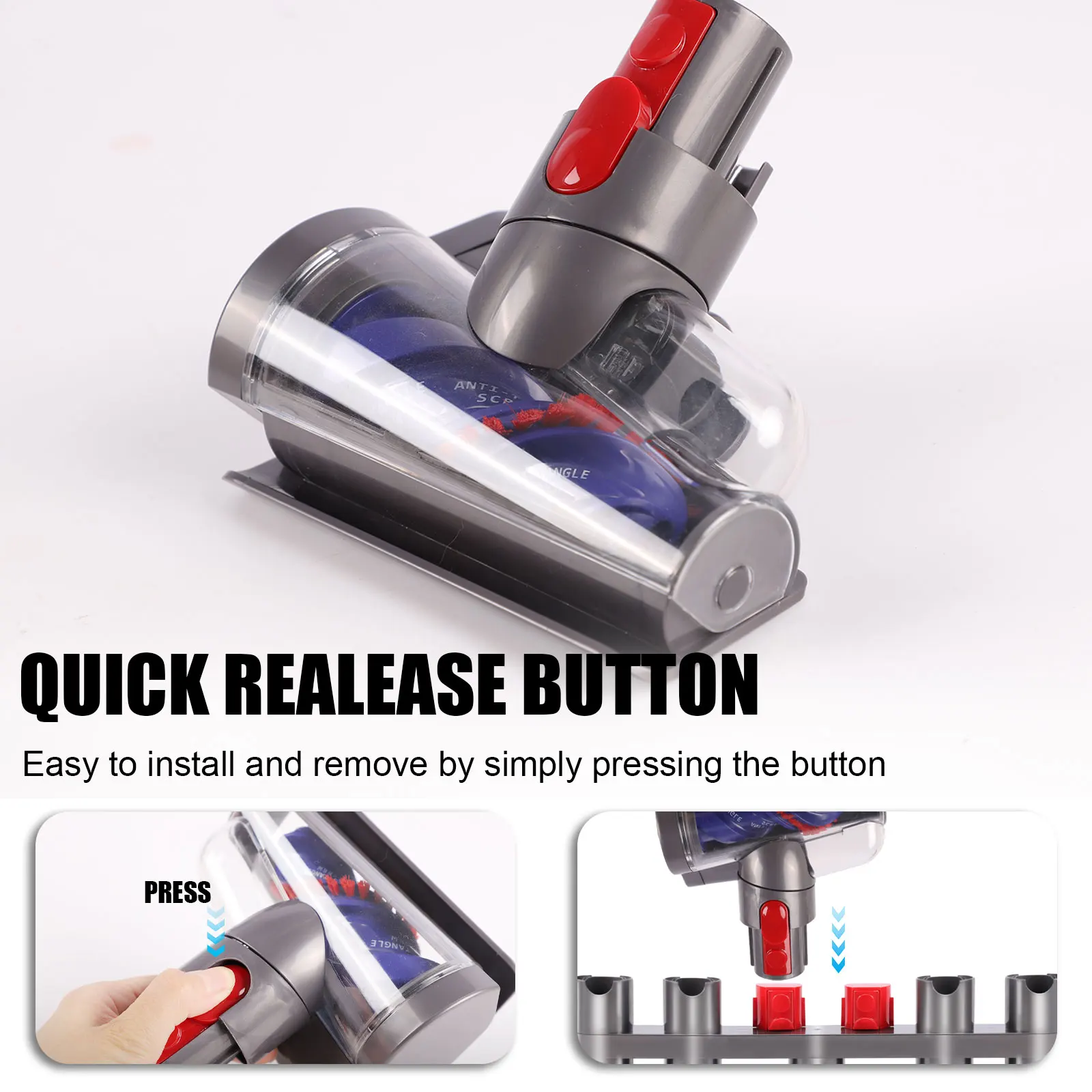Upgrade Anti-Tangle Mini Motorized Brush Head For Dyson V7 V8 V10 V11 V15 Vacuum Cleaner,Suitable for Sofas, Beds, Car Seats