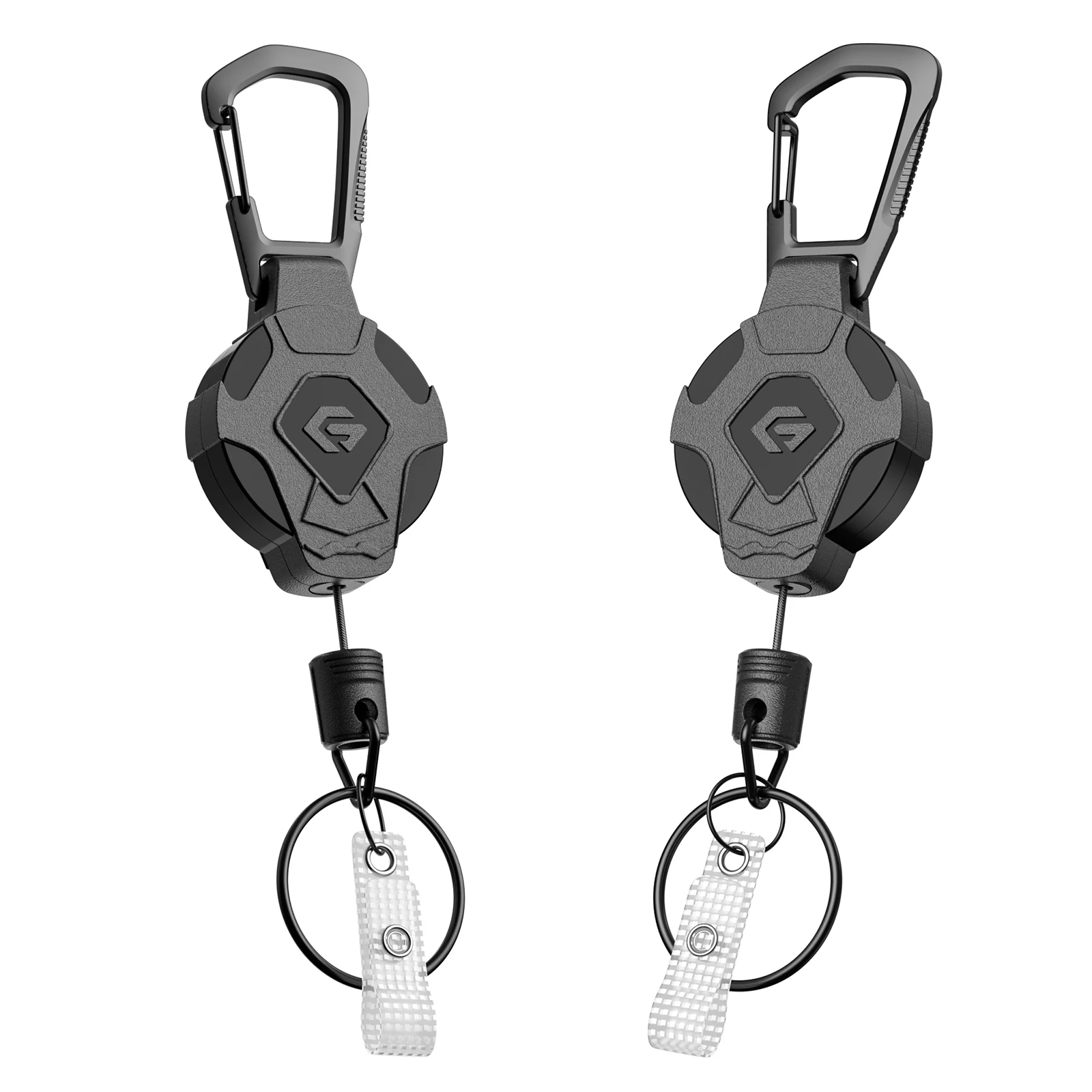 Minisopuru Retractable Keychain Heavy Heavy Duty Carabiner Badge Holder, Retractable Nylon Rope Tactical ID Badge Reel Key Chain