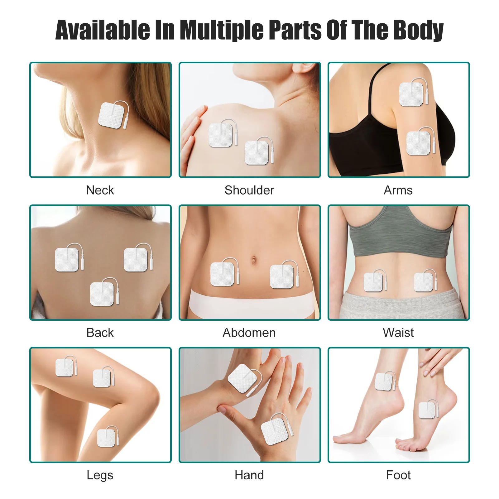 100/50/20P Tens Electrodes Pad EMS เครื่องกระตุ้นกล้ามเนื้อ Patch นํากลับมาใช้ใหม่เปลี่ยนได้ผ้าไม่ทอ Self-กาวสติกเกอร์นวด
