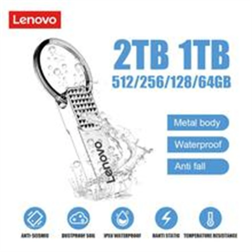 Lenovo USB Memoria 2TB OTG โลหะ USB 3.0 ไดรฟ์ปากกาคีย์ 1TB ประเภท C ความเร็วสูง Flashdisk Mini Flash Drive 128GB Memory Stick