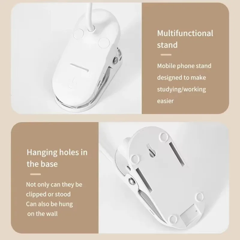 Lámpara de mesa Led, luz nocturna recargable por USB con abrazadera plegable, soporte de estudio, lámpara de lectura táctil, 3 modos de atenuación, luz de protección ocular