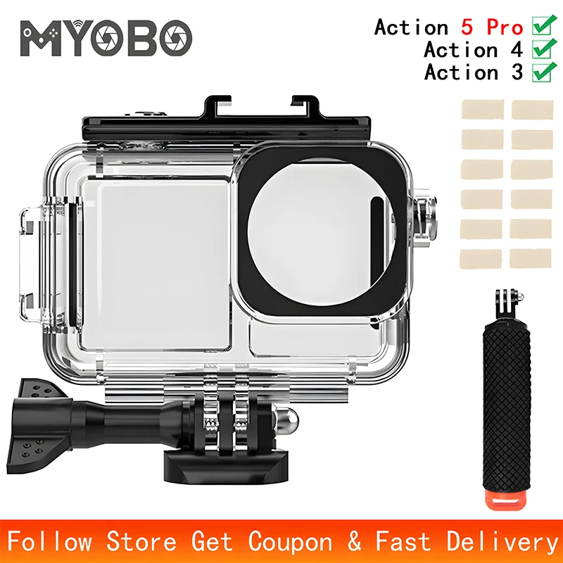MYOBO para DJI Action 5 Pro funda impermeable buceo bajo el agua 60M/196FT carcasa protectora para DJI Action 5 Pro 4 3 accesorio