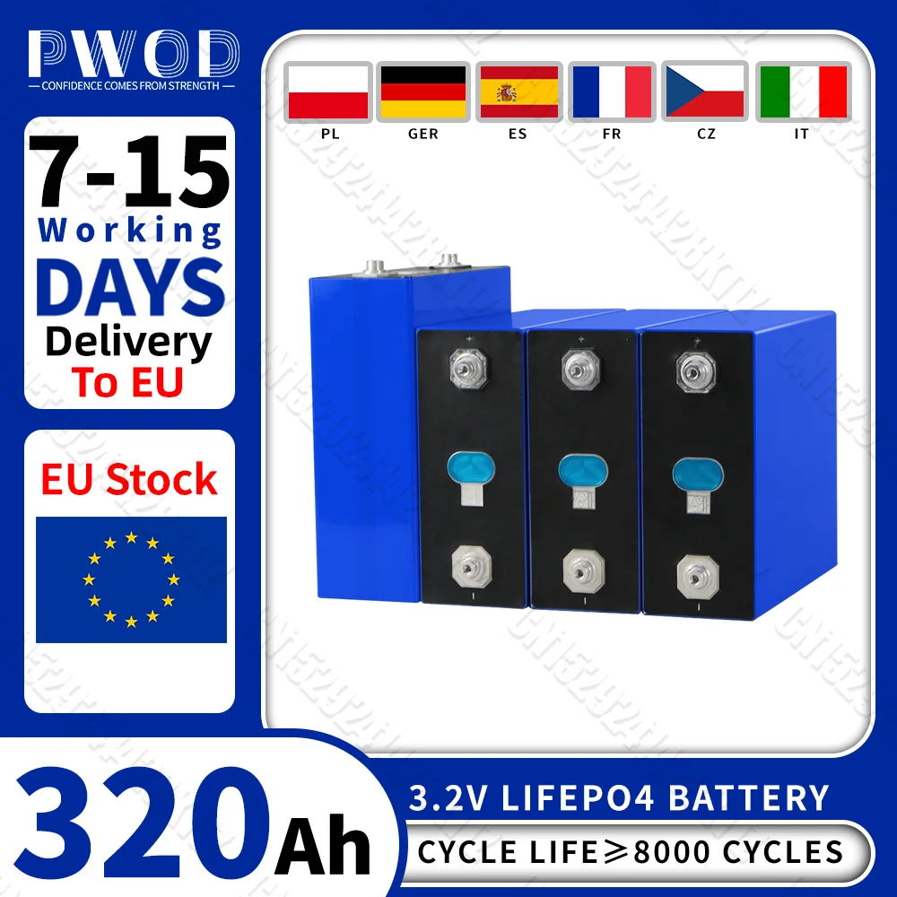 Klasse A 3,2 V 320 Ah Lifepo4-Batterie, wiederaufladbar, Lithium-Eisenphosphat, DIY 12 V, 24 V, 48 V, für Camping, Boote, Golfwagen, Wohnmobil, Gabelstapler
