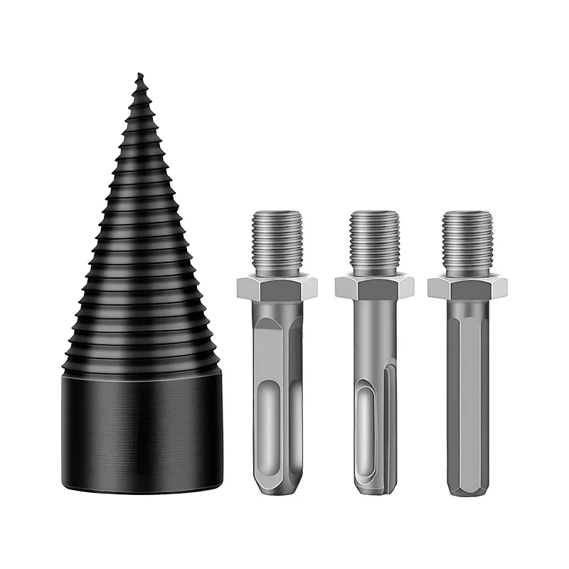 4pcs High Speed Spiral Drill Bit With Round Hex Shank Screw For Wood Splitter Woodworking Camping Tools