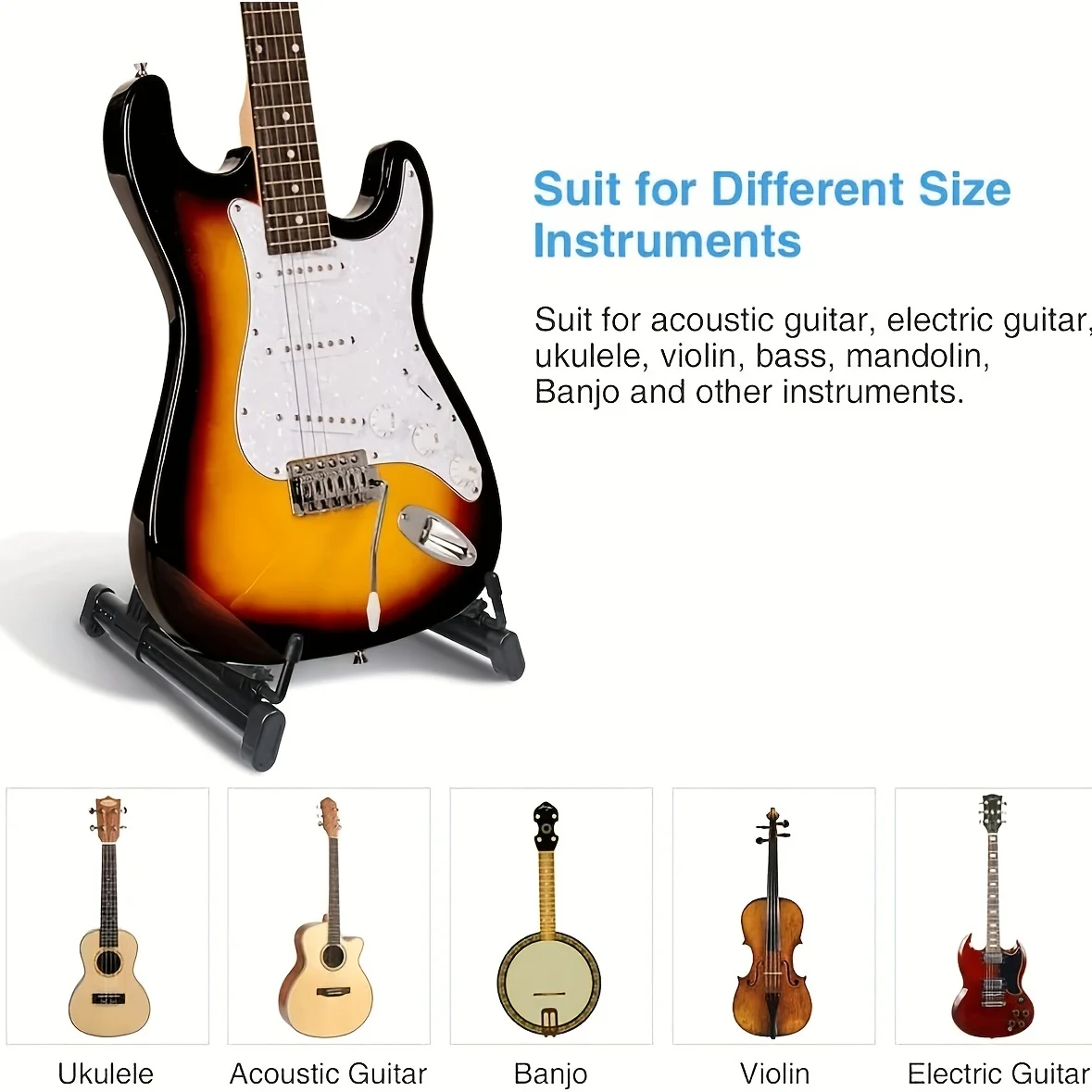 Supporto per chitarra Miwayer pieghevole A Frame Floor ABS universale per basso elettrico classico acustico chitarre Banjo Ukulele portatile
