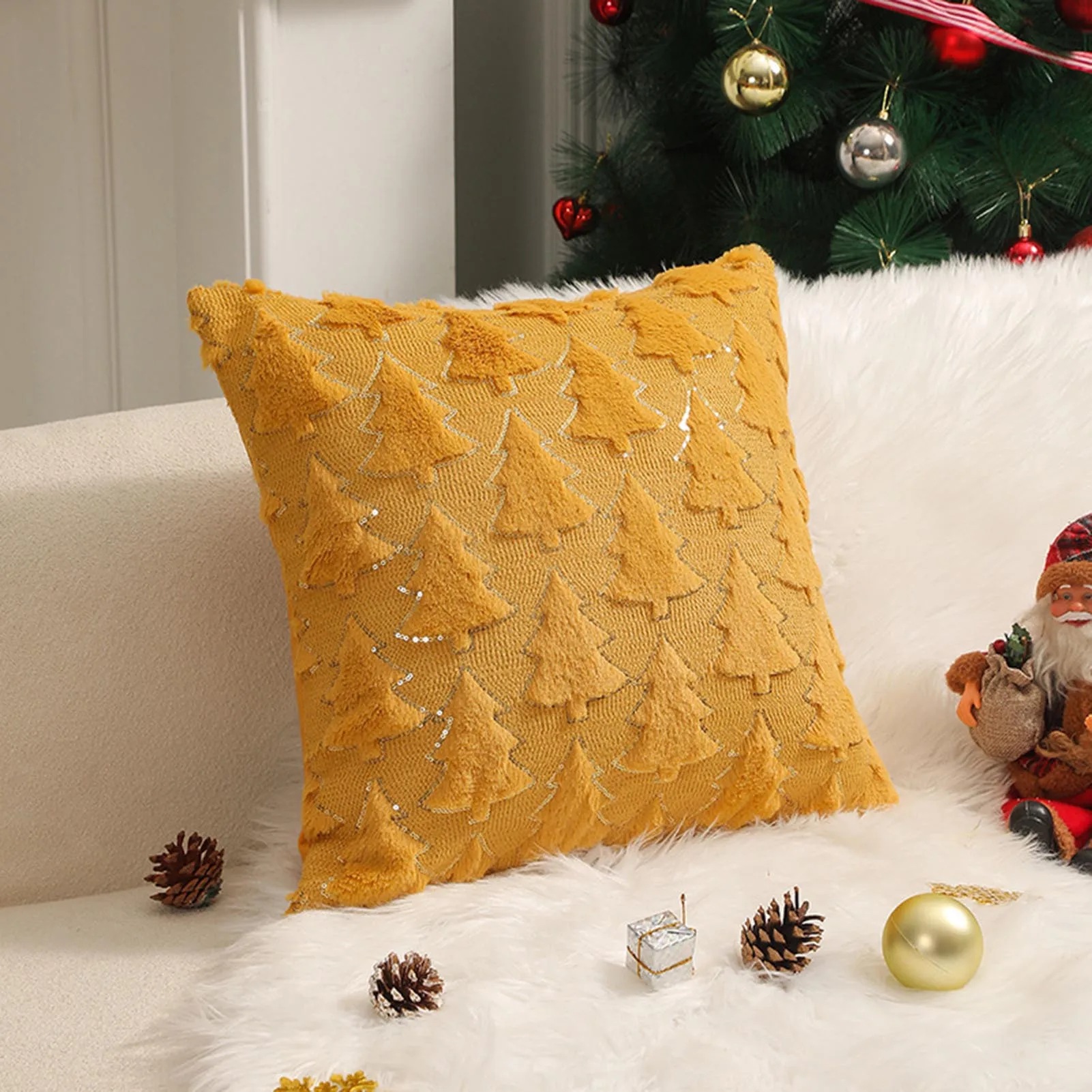 1 funda de cojín de calabaza con árbol de Navidad de 45x45cm, funda de almohada decorativa de Acción de Gracias, funda de almohada para el hogar, funda de almohada para sofá