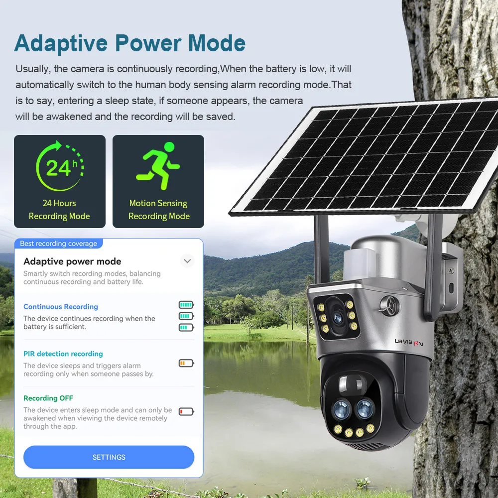 LS VISION 6K 4G Wifi Solar Camera 10x Zoom Three Lens PTZ Outdoor Surveillance CCTV IP Camara Ai Tracking Wifi Security Cam V380