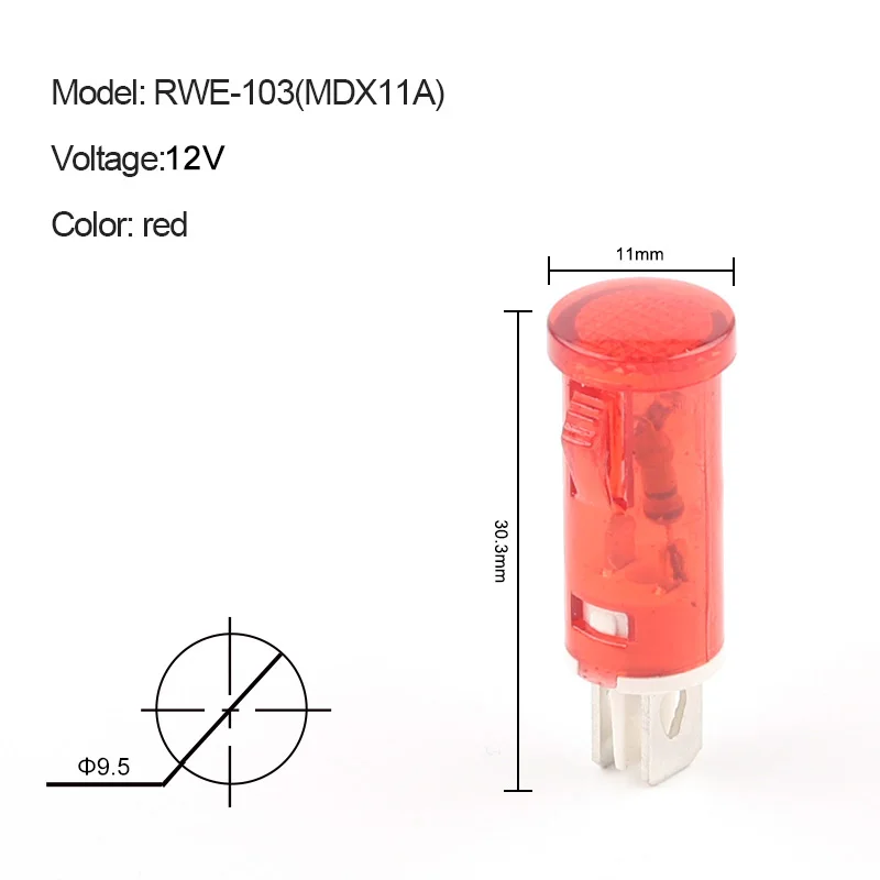 10PCS Guiding Signal Lamp Panel Mounting Neon Indicator 12V 24V 220V 380V Red Green Yellow Lights