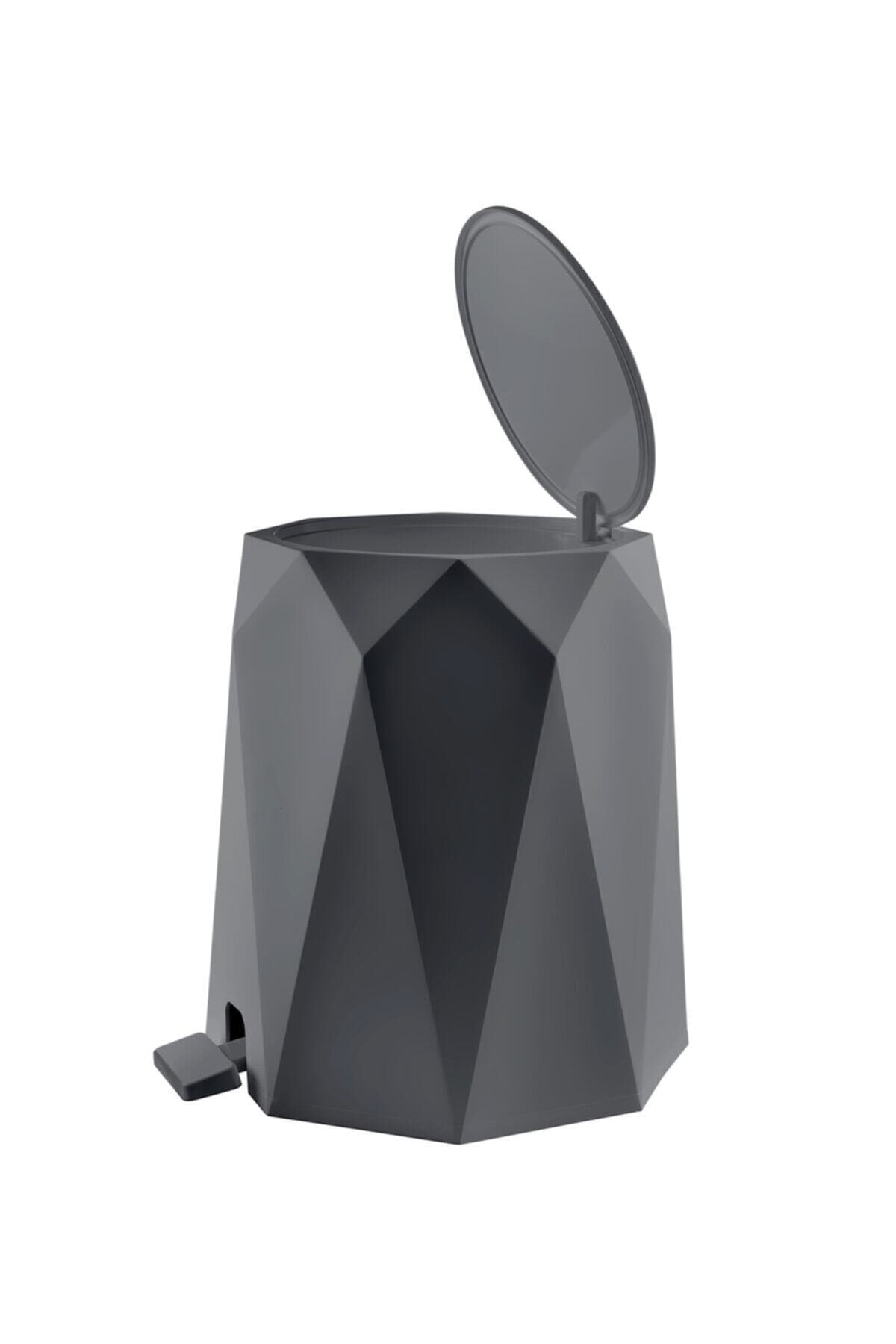 Geo Antrasit 2'li Banyo Seti Plastik 5 Lt Çöp Kovası Ve Tuvalet Fırçası Rumah Plastik Perlu Kualitas Pembersihan