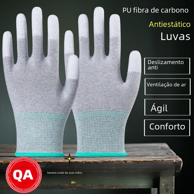 10 pares，Luvas de segurança ESD com dedos revestidos para manutenção eletrônica, alta qualidade,