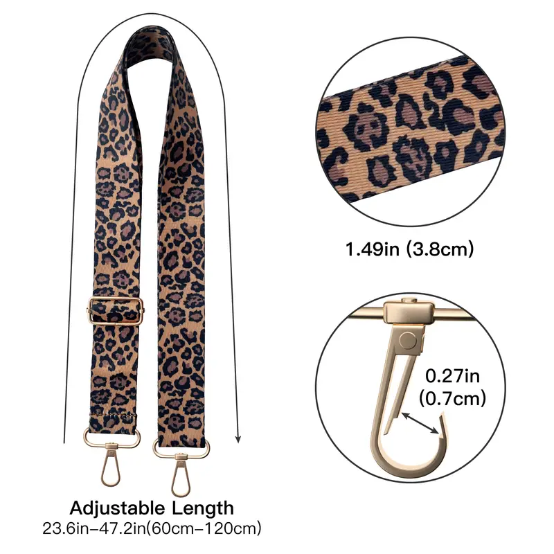 Alça crossbody com estampa de leopardo – substituição ajustável e elegante para bolsas, bolsas e carteiras com fácil conversão de ombro