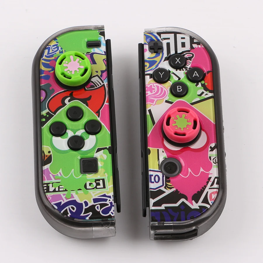 2 uds. Tapa de empuñaduras de pulgar de silicona suave con bonitos dibujos para interruptor Oled Joy Con controlador NS Lite Protector de cubierta de Joystick