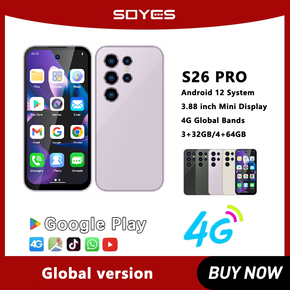 SOYES S26 PRO 3.88Inch Small Phone 4GB+64GB Android12.0 Dual SIM Standby 4G Mini Smartphone 1950mAh Wifi GPS Global Version