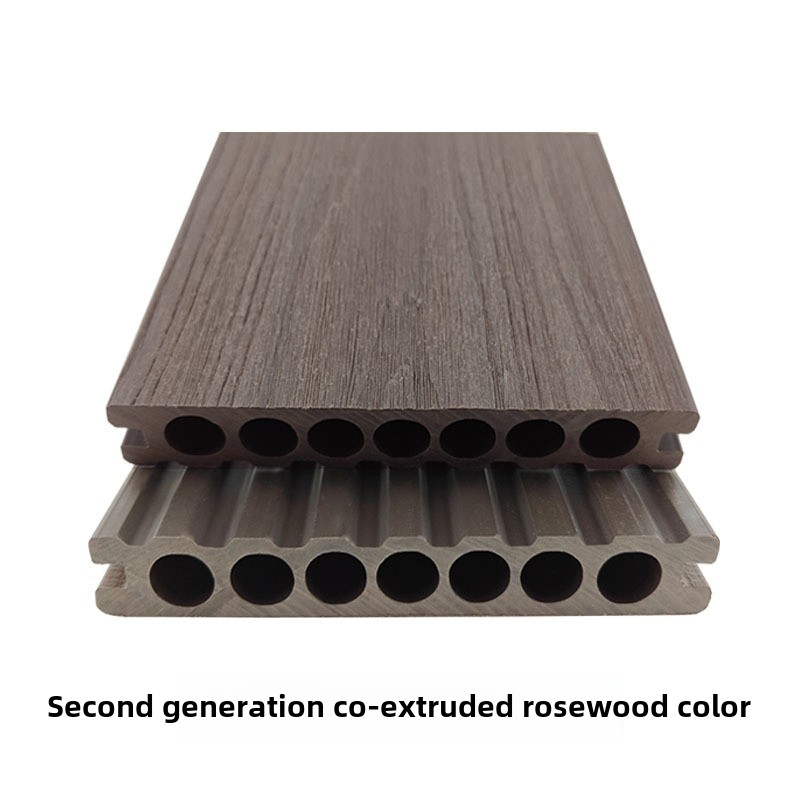 Piso de madeira de plástico interno e externo vendas diretas da fábrica pátio terraço de madeira maciça ao ar livre co-extrusio de segunda geração