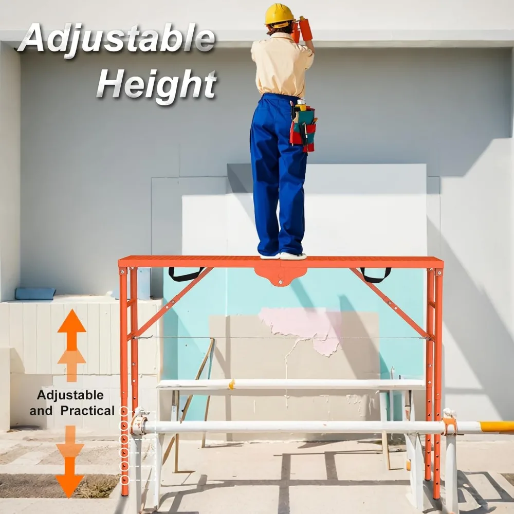Scaffolding Platform,Folding Work Platform Scaffold 57.4''L x15.7''W Adjustable Height Scaffolding Portable Work Platform Ladder