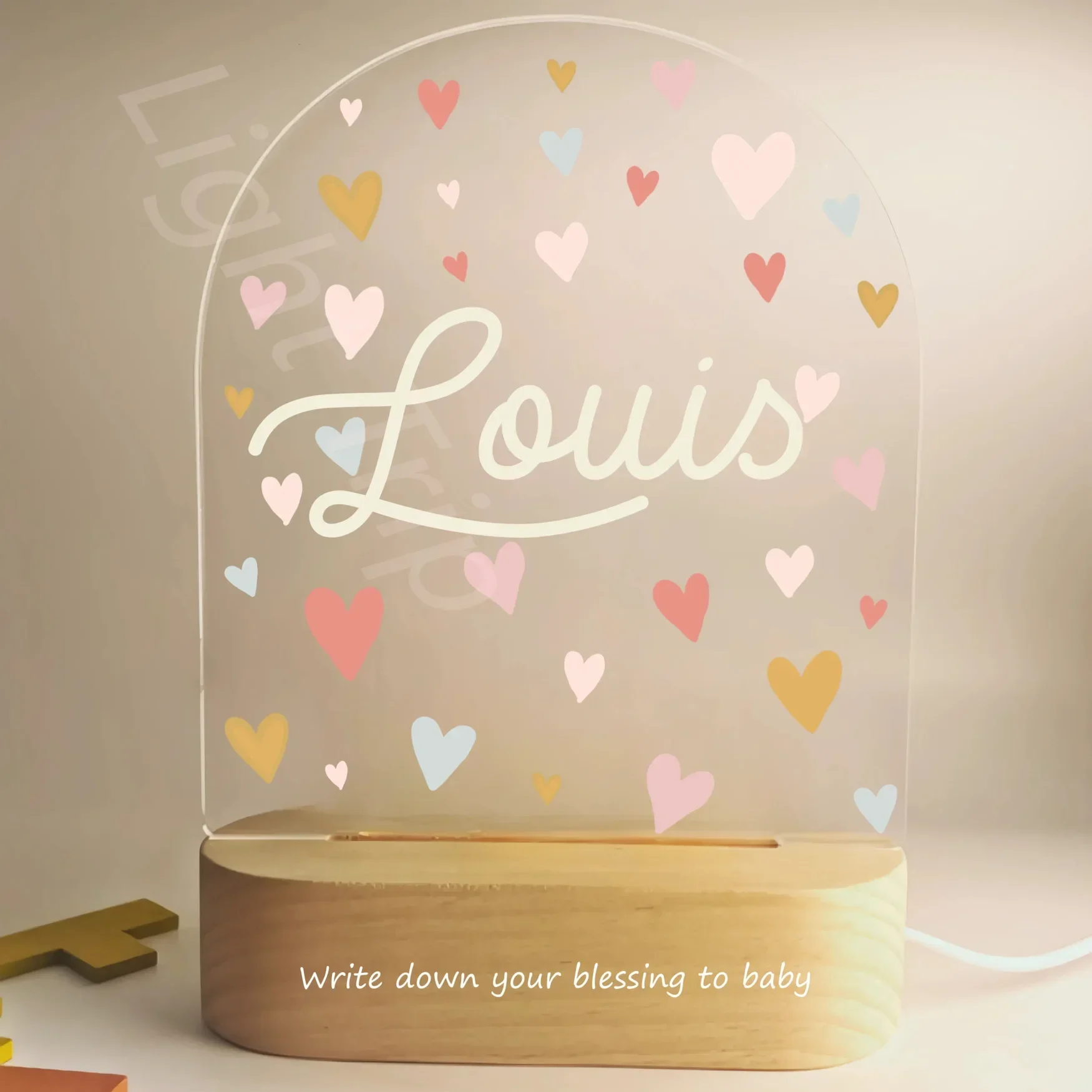 Customized Baby Birth Night Light Personalized Name Animal Bear Bunny Rabbit with USB Lamp for Bedroom Birthday Christmas Gift