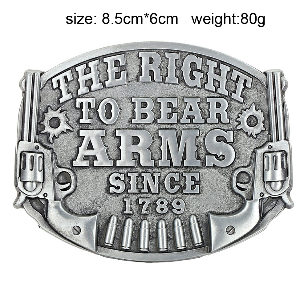 Cheapify ドロップシッピング オーバル The Right To Bear Arms アメリカン ヒーロー メタル メンズ ベルト バックル 40 ミリメートル