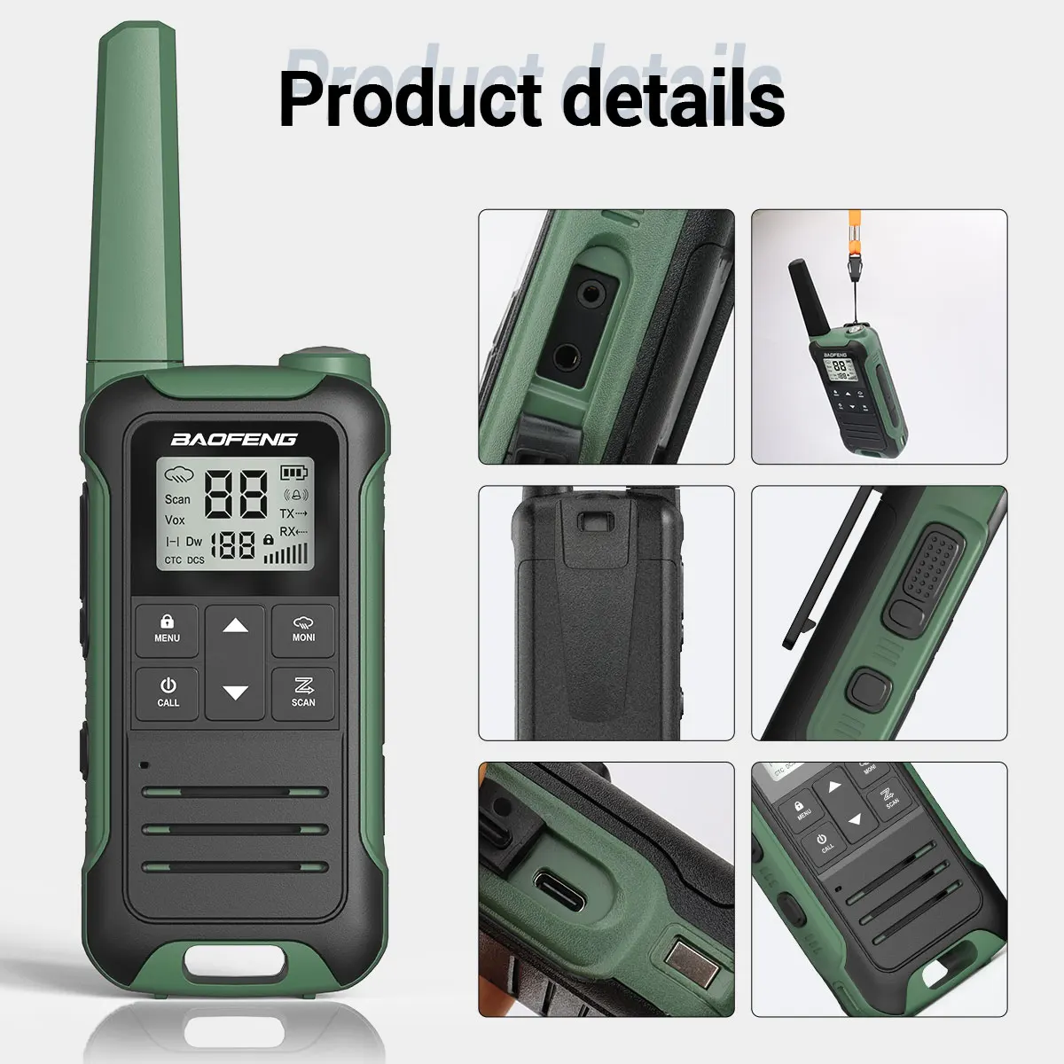 2PCS Baofeng F22 Long Range Walkie Talkie PMR/FRS Wiederaufladbare Typ-C Ladegerät Tragbare Zwei Weg Radio für Camping