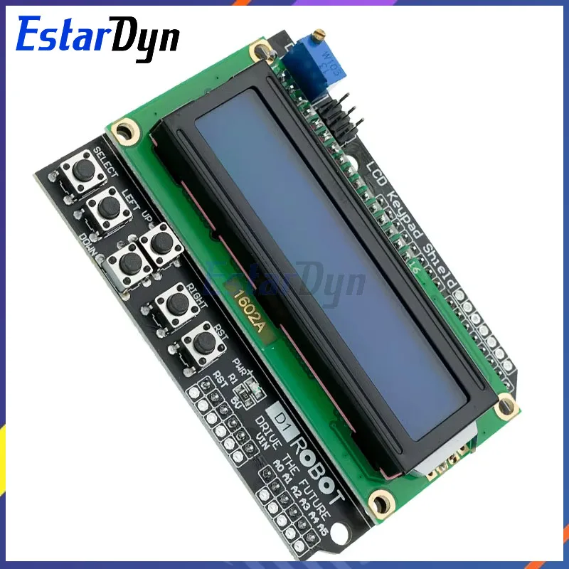 Estardyn 1602 teclado lcd escudo lcd1602 lcd 1602 módulo de exibição para arduino atmega328 atmega2560 raspberry pi uno tela azul
