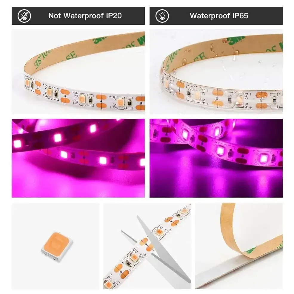 DC 5V USB LED พืชเติบโตไฟ,1 M 2 M 3 M Full Spectrum Phyto โคมไฟสําหรับพืช Hydroponics เรือนกระจกปลูกระบบ