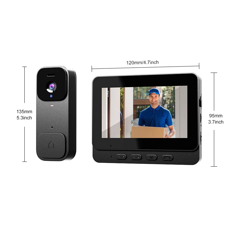Home Security Smart Video Doorbell หน้าจอ 4.3 นิ้ว 2-Way Intercom HD อินฟราเรด Night Vision ภาพอัจฉริยะไร้สายประตู Bell