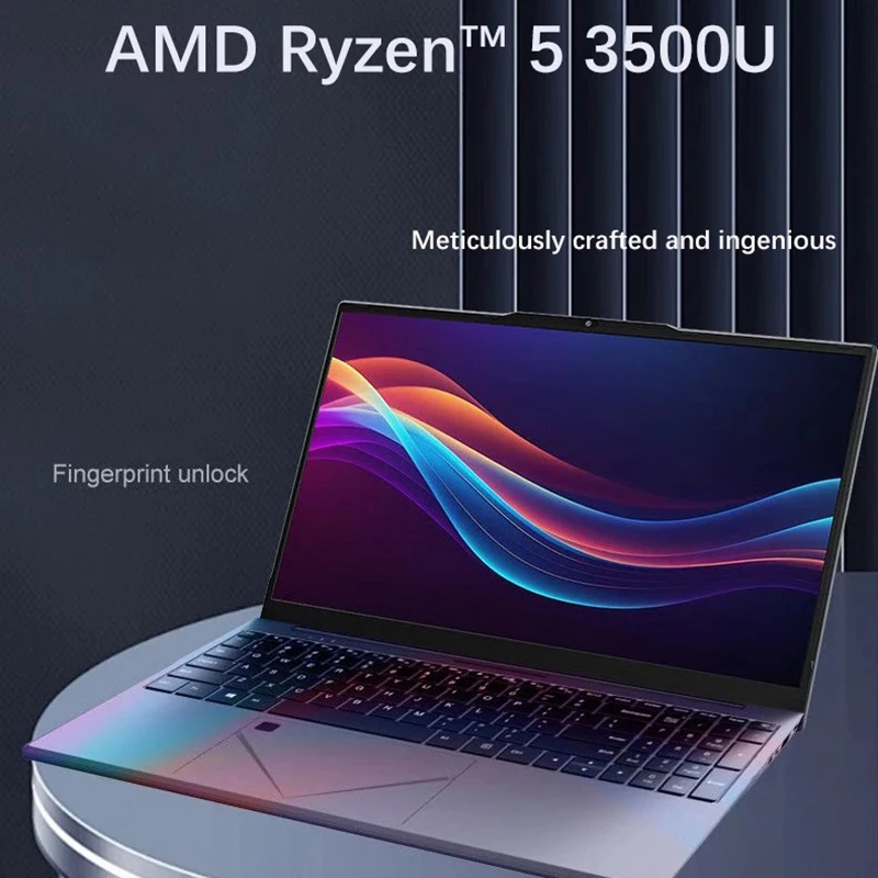 YJ-R5 Fingerprint Laptop AMD R5 3500U 15.6 Inch 60 Hz Windows 11 Notebook DDR4 MAX 32GB 2*SSD 5000mAh 1920x1080 Gaming Laptop