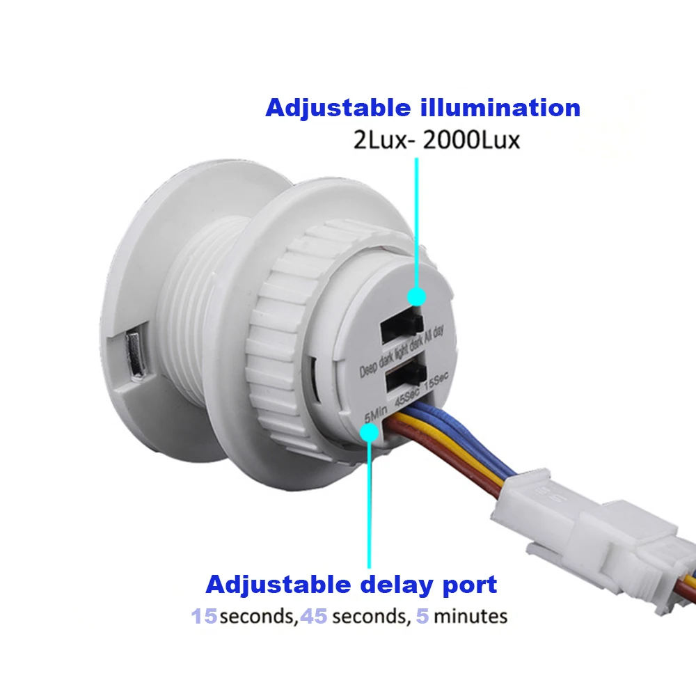 Sensor de luz automático de movimiento infrarrojo, interruptor de Detector IR, cc 12V, 24V, CA 110V, 220V, lámpara de noche de inducción del cuerpo humano
