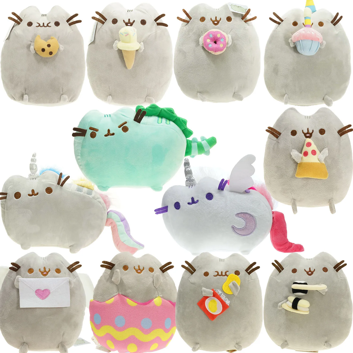 Плюшевая кукла Pusheens, новая аниме Kawaii, милый кот, мягкие игрушки, детская кровать, украшение для дома, автомобиля, аксессуары, игрушки, подарок для детей