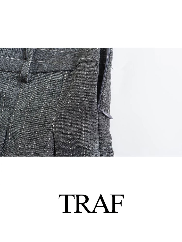 女性用ポケット付きブレザーコート,女性用フィットミニスカート,多用途ジッパー,ファッショナブル,TRAF-2-Piece春