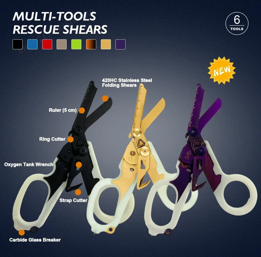 Tesoura tática multifuncional para leatherman raptors, tesoura dobrável especialista em primeiros socorros, ferramenta de sobrevivência ao ar livre, aparelho combinado