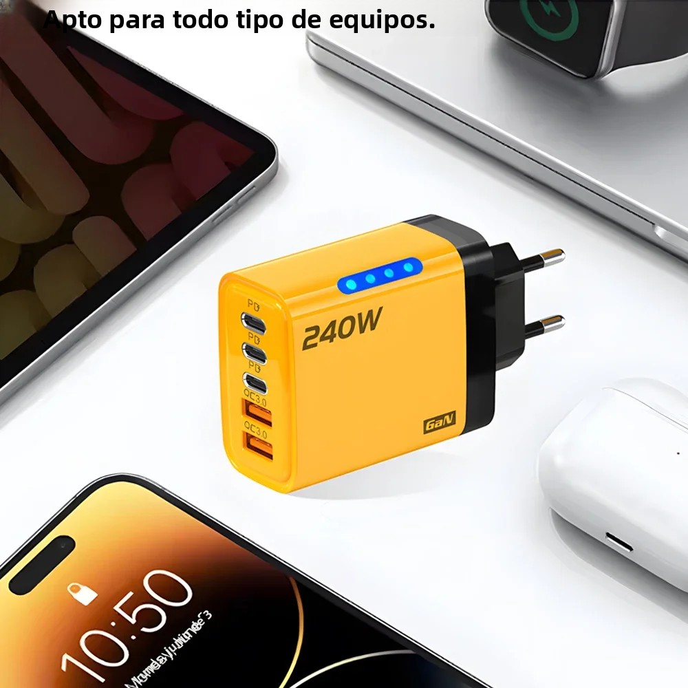 Cargador USB C PD de 5 puertos carga rápida 3,0 tipo C cargadores de teléfono USB adaptador de carga rápida para iPhone 16 15 Samsung Xiaomi Huawei