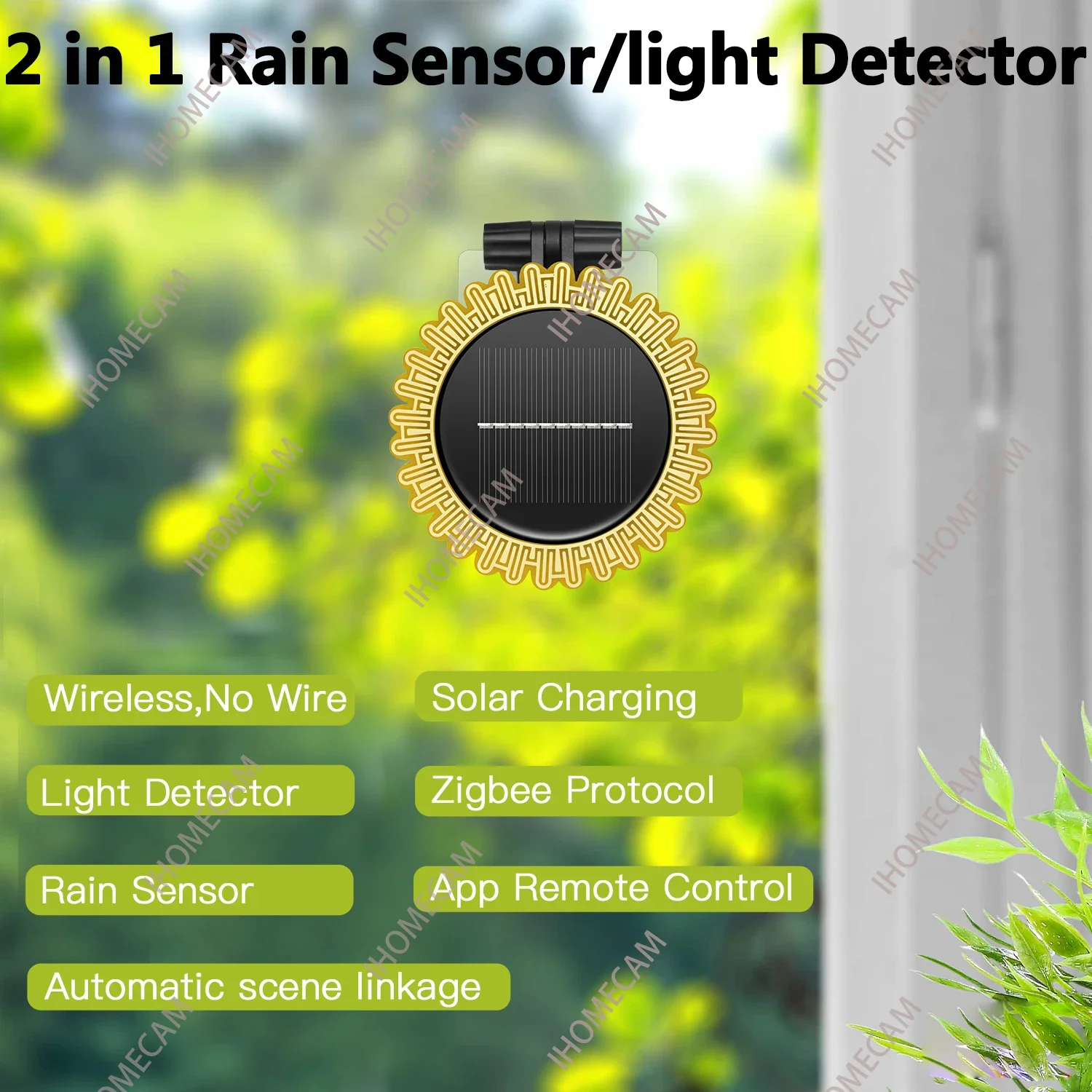 Tuya Smart Zigbee Sonnenlicht-Regen-Sensor, Solar-Aufladung, Echtzeit-Regenwasserdetektor, Smart Life App, gesteuert für Haus im Freien