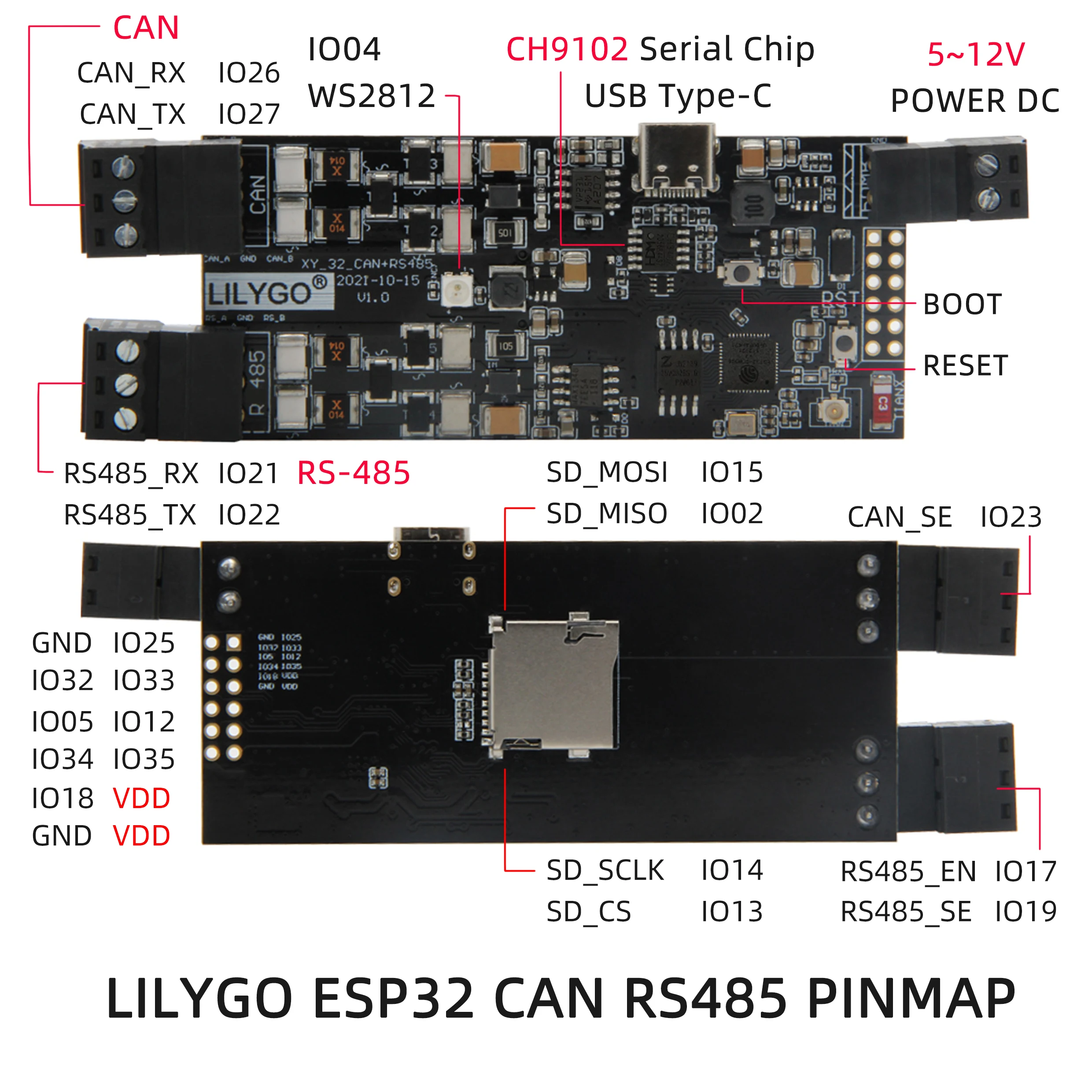 LILYGO® TTGO T-CAN485 ESP32 Có Thể RS-485 Hỗ Trợ Thẻ TF WIFI Bluetooth Iốt Kỹ Sư Điều Khiển Ban Phát Triển Mô-đun